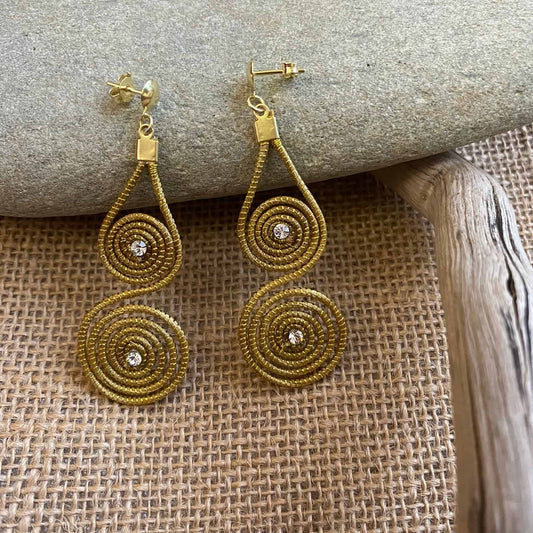 Boucles d'oreilles Capim Dourado mandalas cristal diamant