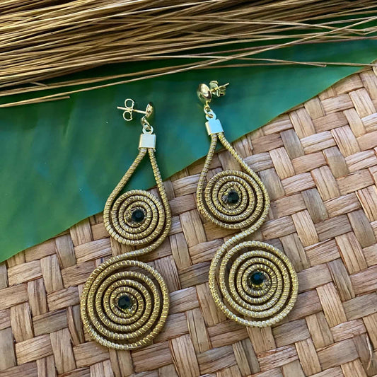 Boucles d'oreilles Capim Dourado mandalas cristal émeraude