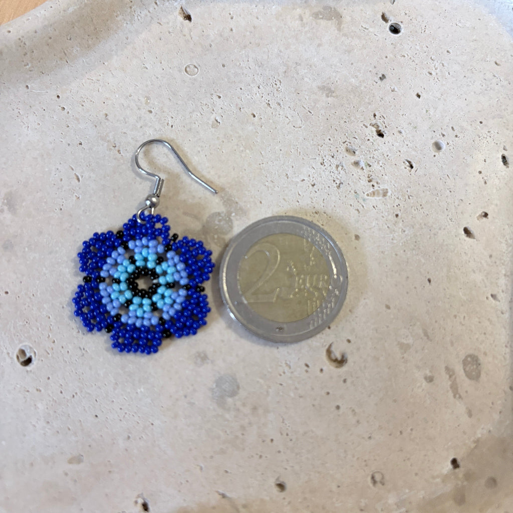 Boucles d'oreilles Fleur bleu 4-3