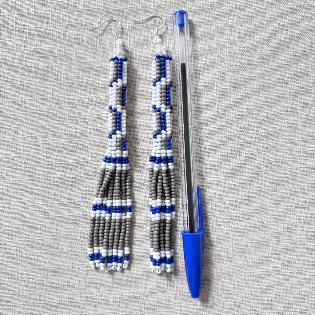 Boucles oreilles verre corail bleu