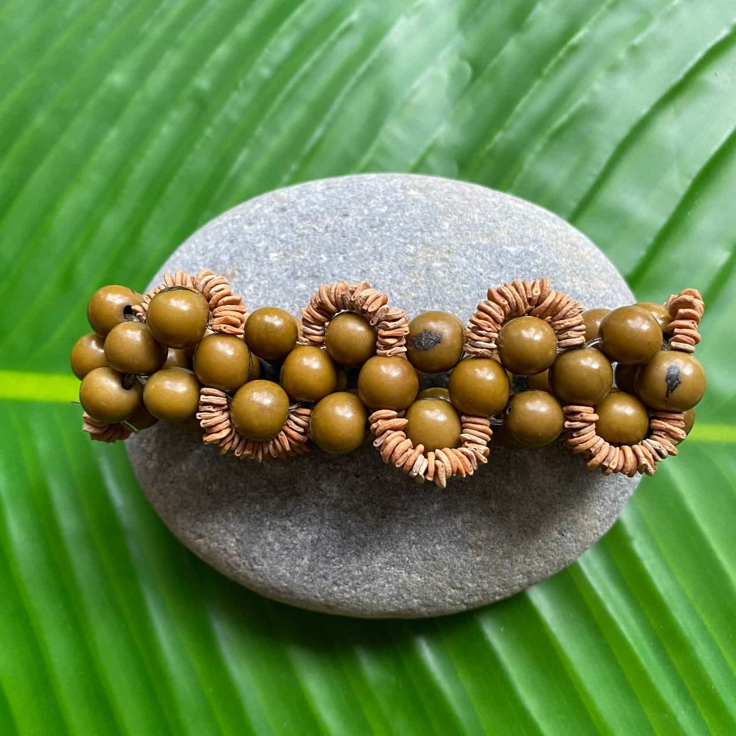 Bracelet morototo et açai vert - Ethnie Pataxo