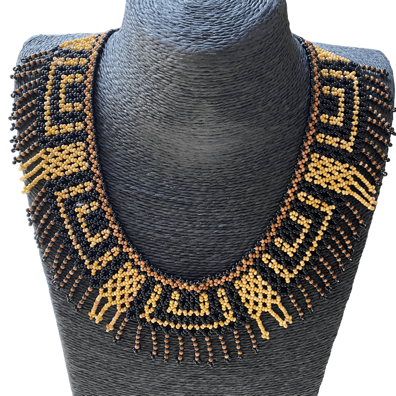 Collier Miçanga ras de cou - noir et marron - Ethnie Wai Wai