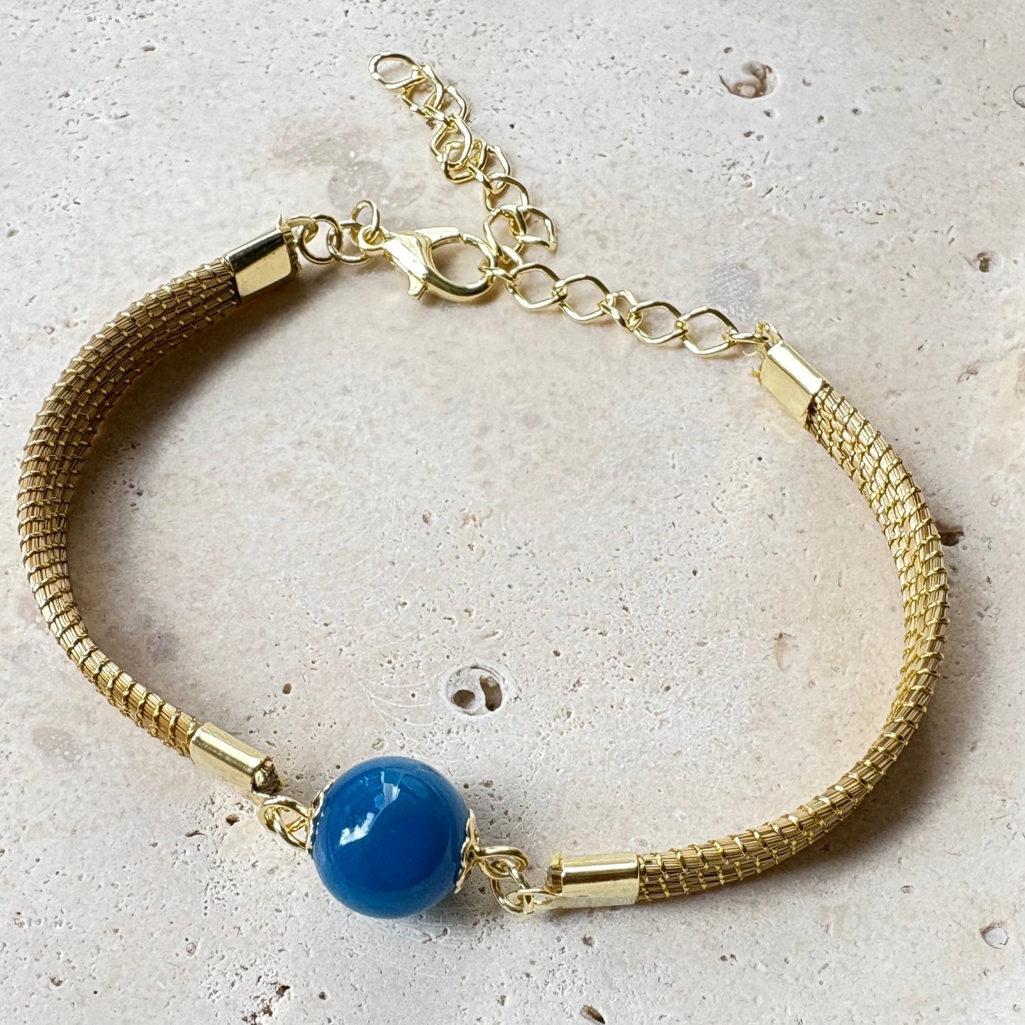 Bracelet Capim Dourado - pierre naturelle Agate bleue