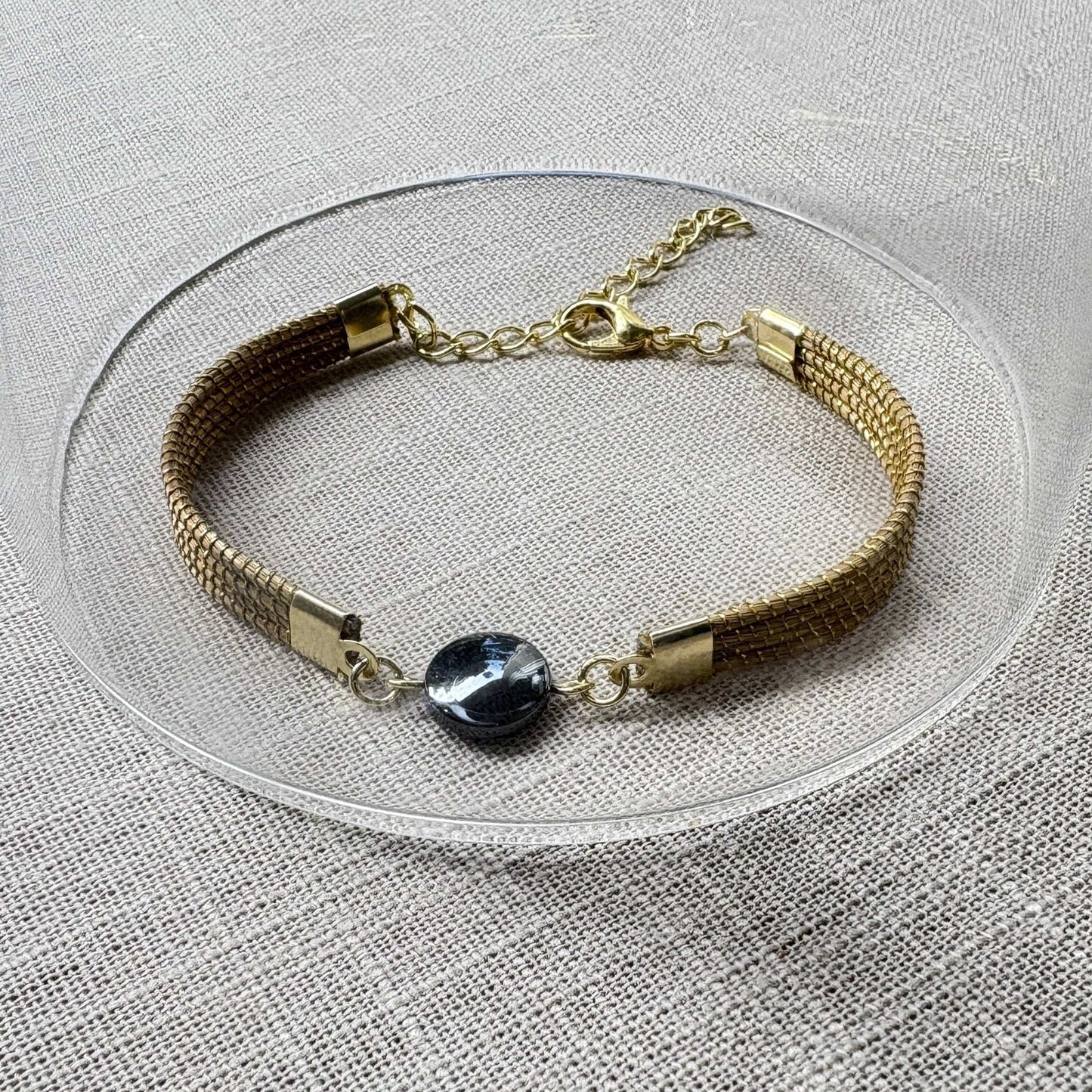 Bracelet Capim Dourado - pierre naturelle Hématite
