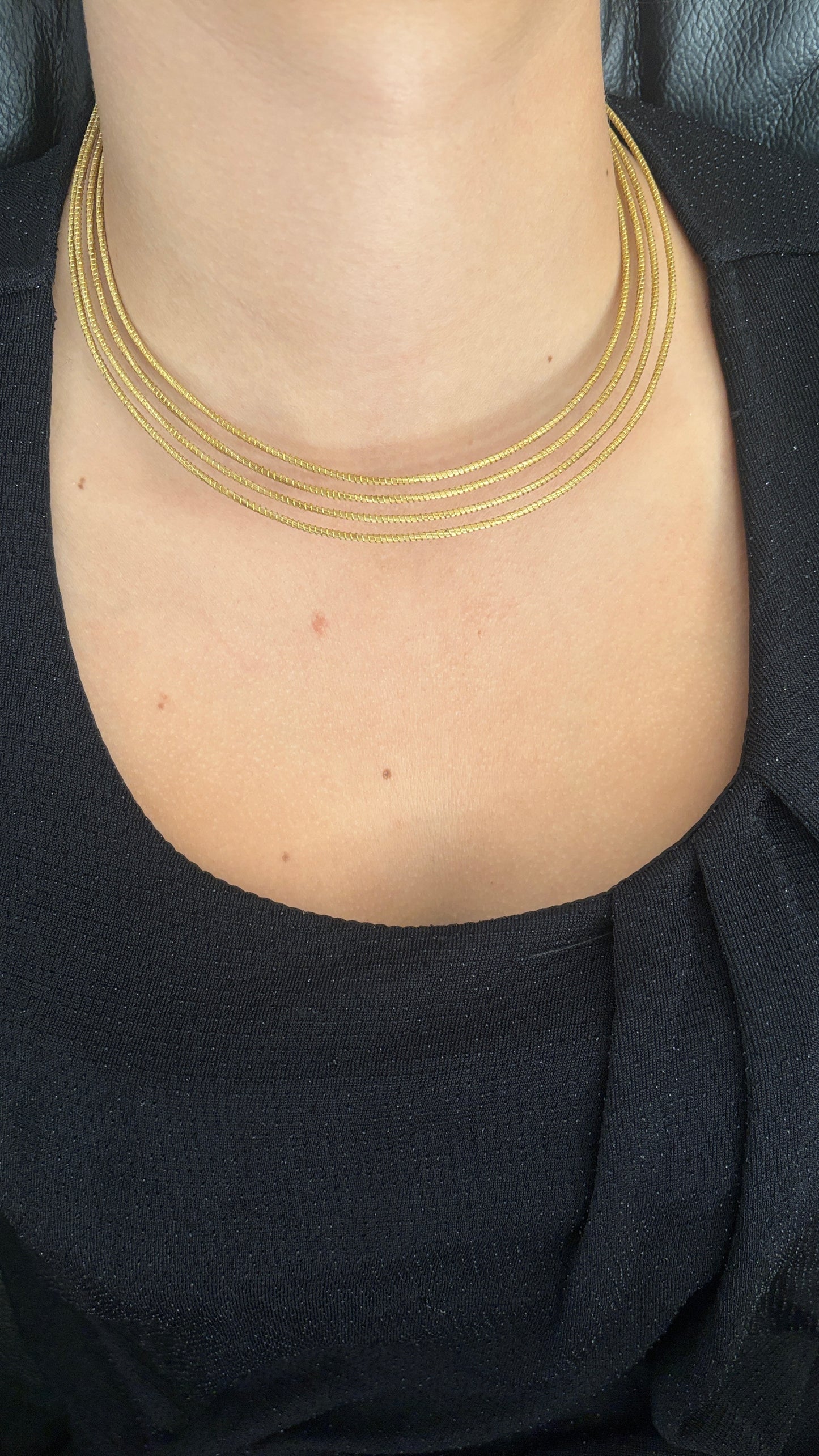 Collier Capim Dourado 4 lignes ras de cou