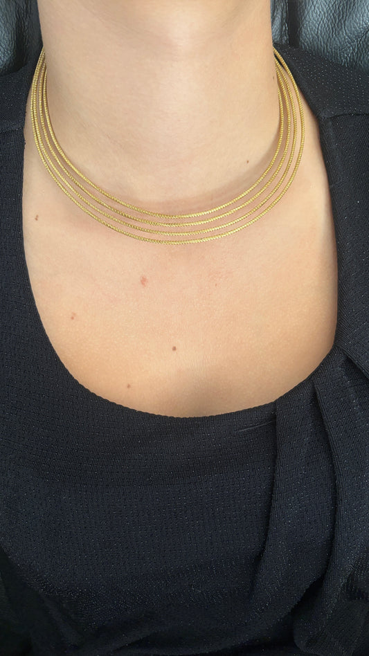 Collier Capim Dourado 4 lignes ras de cou