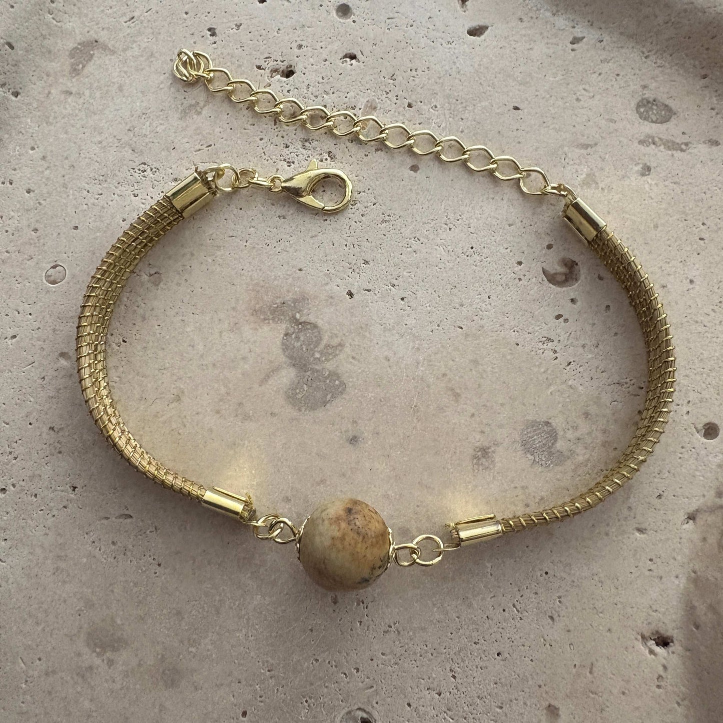 Bracelet Capim Dourado - pierre naturelle Jaspe bois
