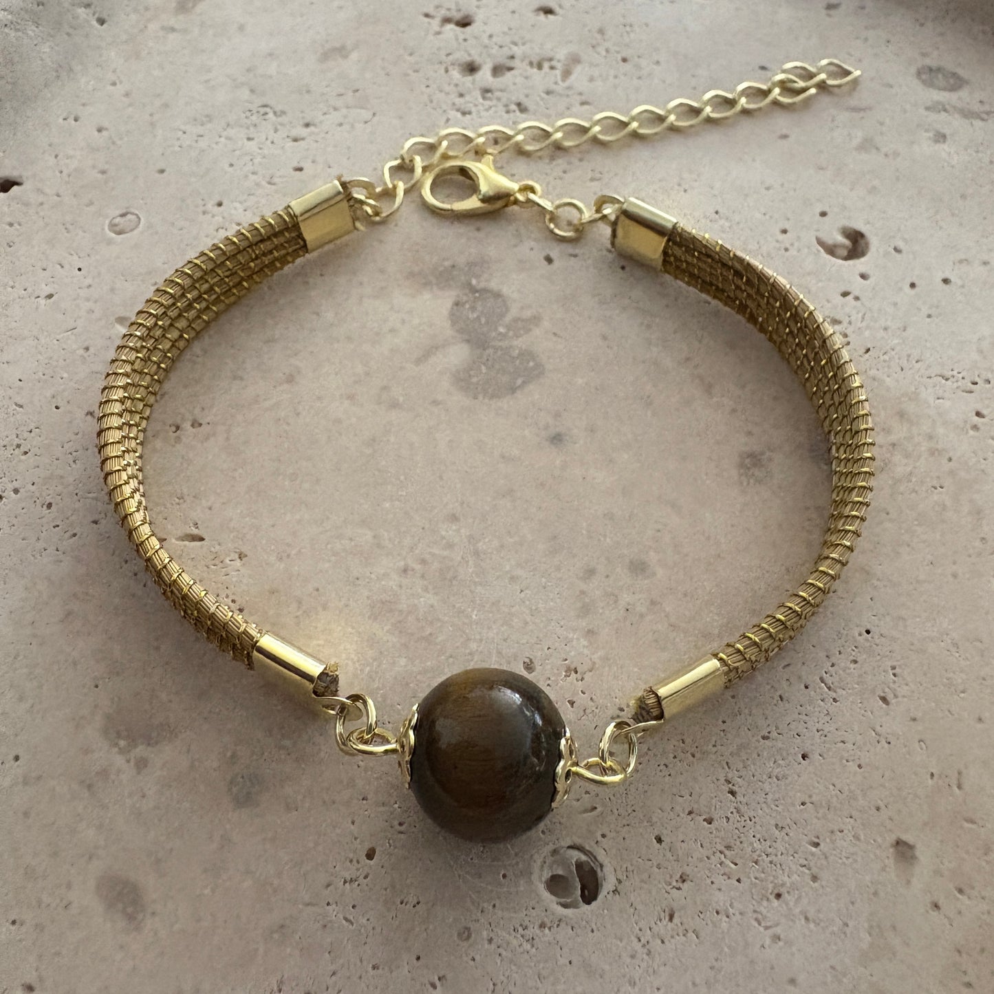 Bracelet Capim Dourado - pierre naturelle Oeil de tigre