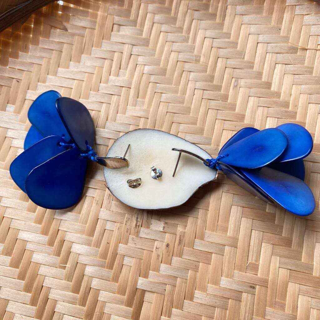 Boucles d'oreilles de graines naturelles Jarina bleu