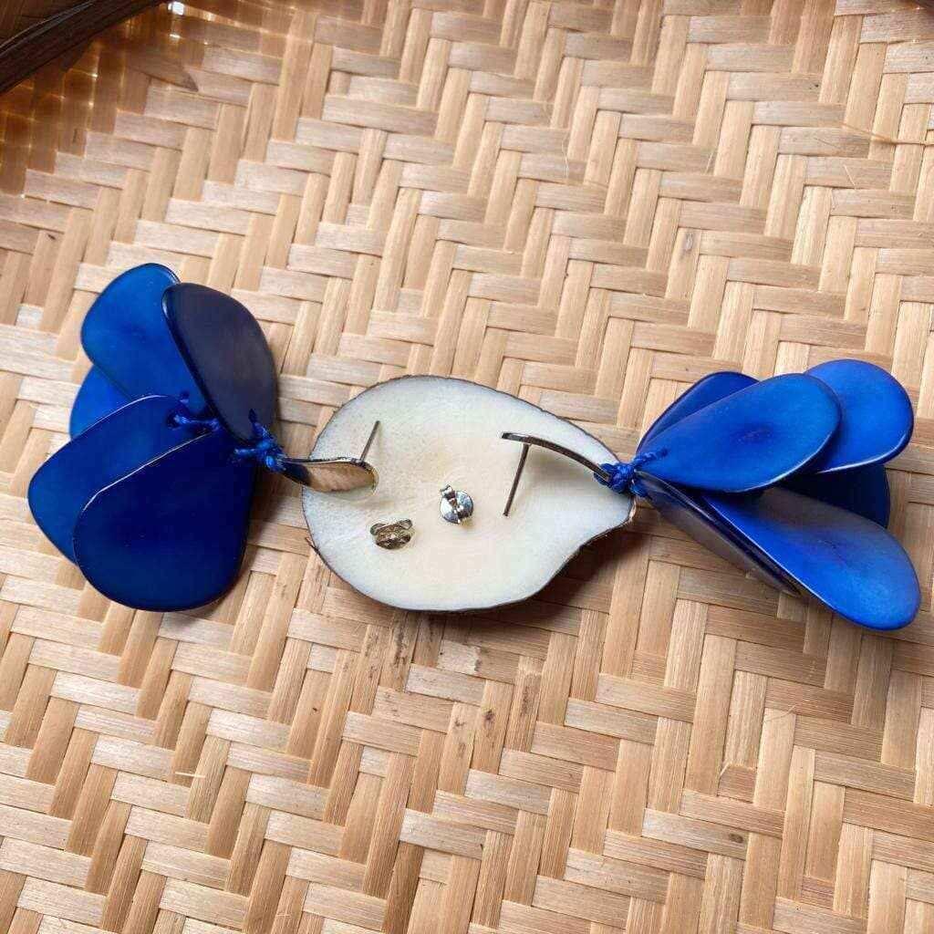 Boucles d'oreilles de graines naturelles Jarina bleu