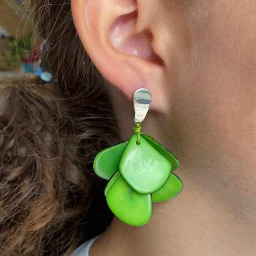 Boucles d'oreilles de graines naturelles Jarina vert citron