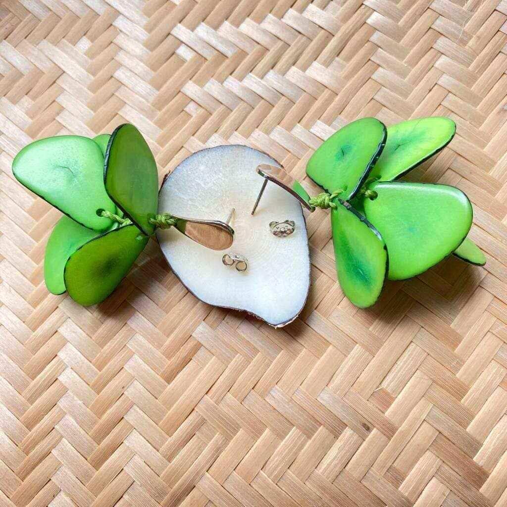 Boucles d'oreilles de graines naturelles Jarina vert citron