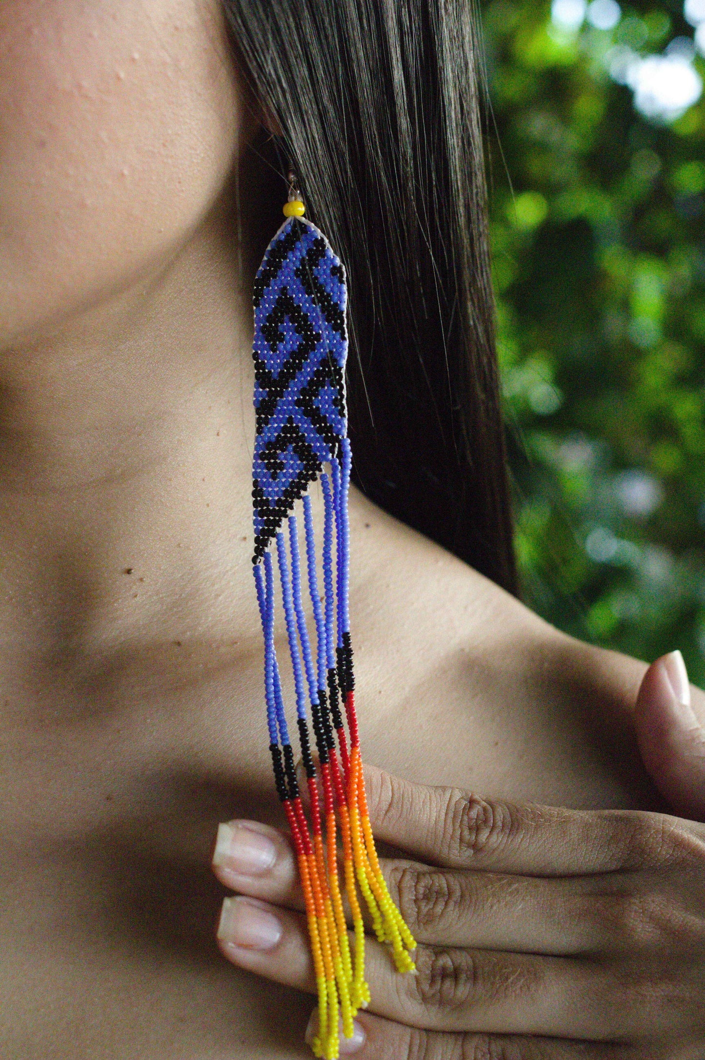 Boucles d'oreilles en perles de verre (Miçanga) - noir et violet colimaçon