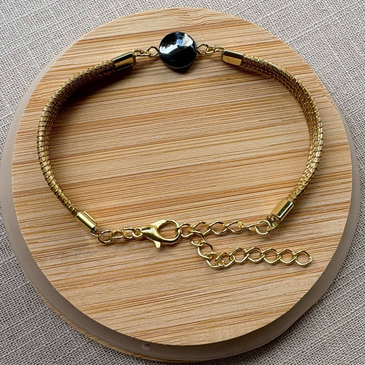 Pulseira Capim Dourado - pedra natural Hematita