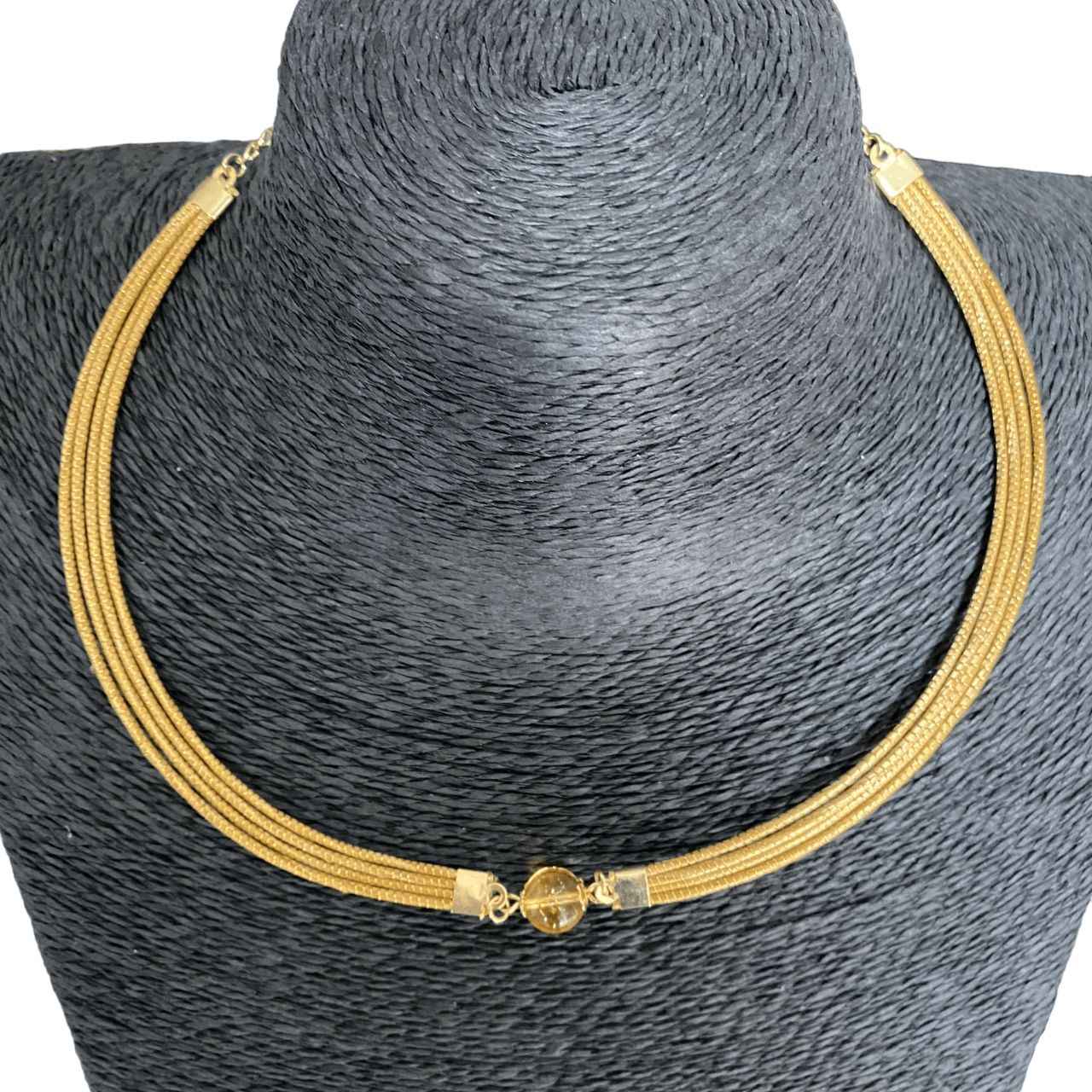 Collier Capim Dourado 4 lignes - pierre naturelle citrine