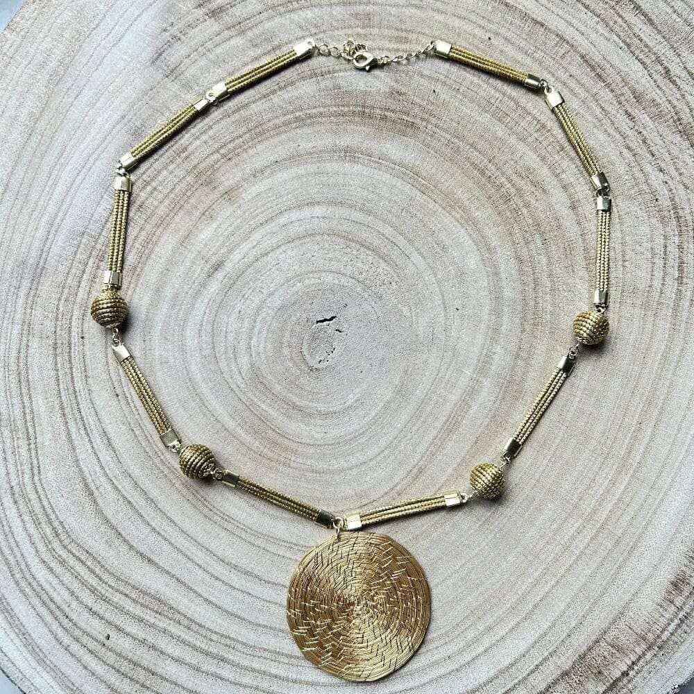 Colar Capim Dourado 4 contas e mandala