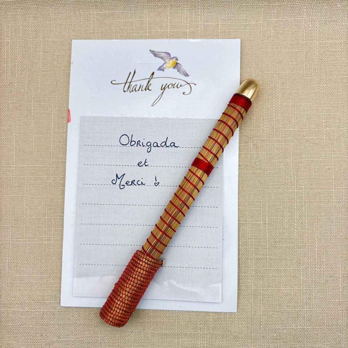 Caneta Capim Dourado - Premium - Fio de seda