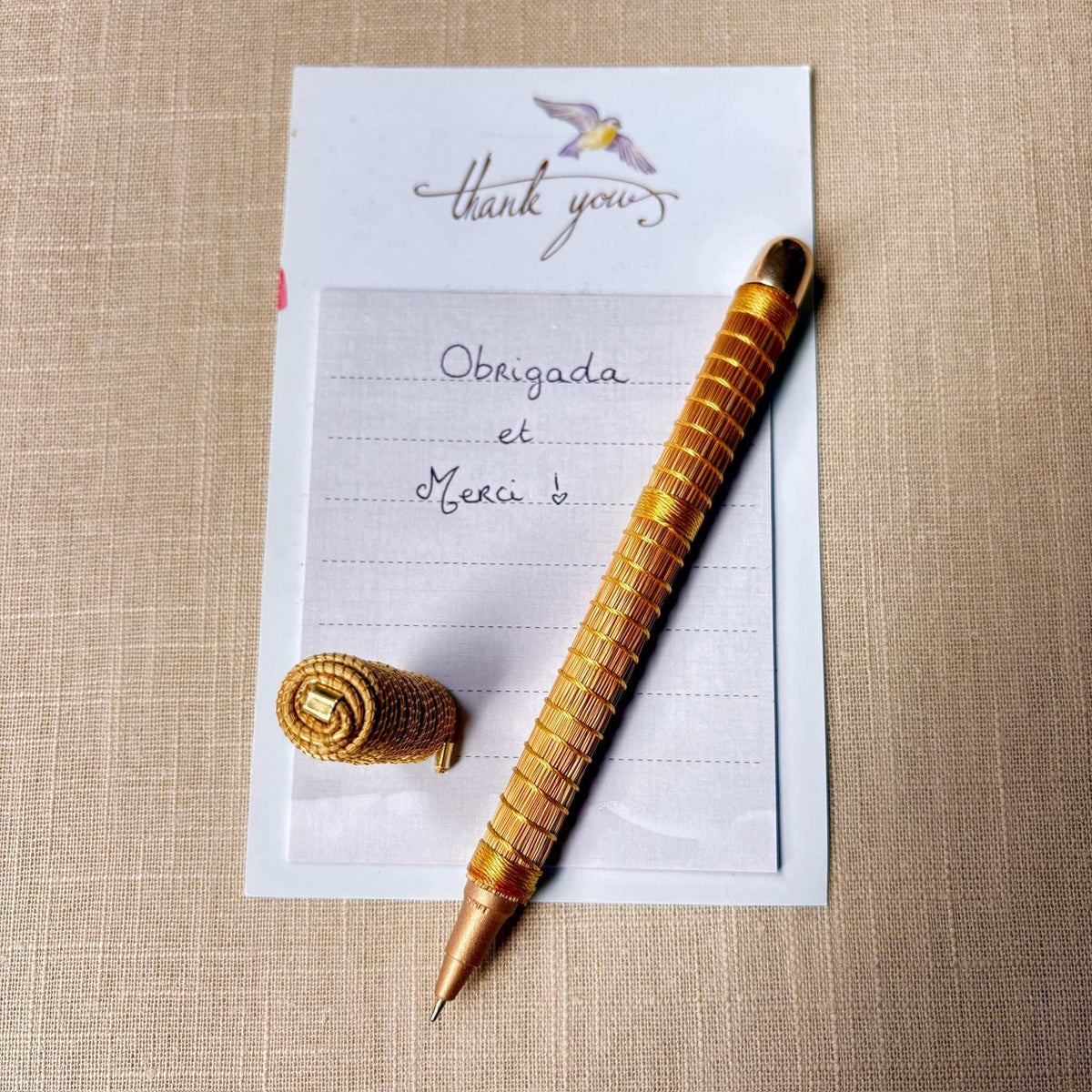 Caneta Capim Dourado - Premium - Fio de seda
