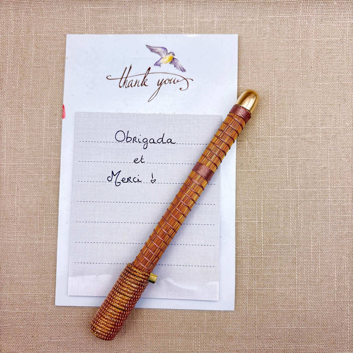Caneta Capim Dourado - Premium - Fio de seda