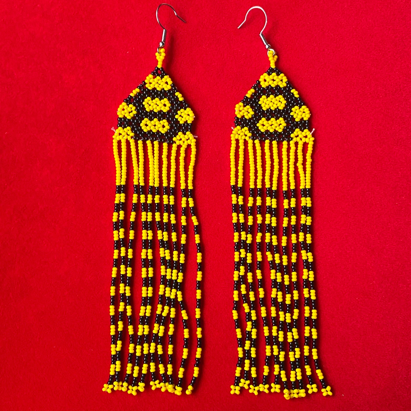 Boucles d'oreilles Miçanga - jaune et noir - Ethnie Kayapo