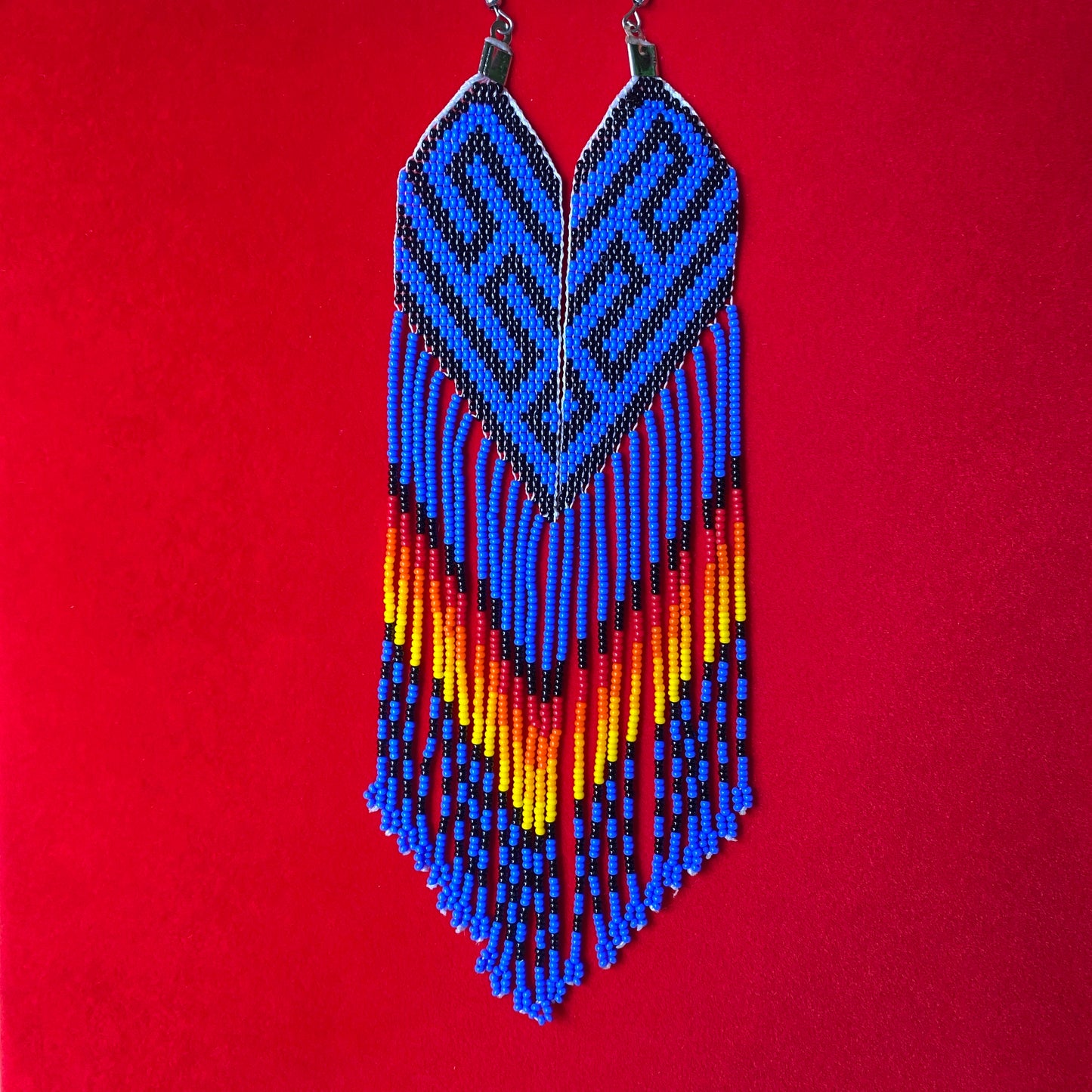 Boucles d'oreilles miçanga - bleu et noir colimaçon - Ethnie Tapirapé