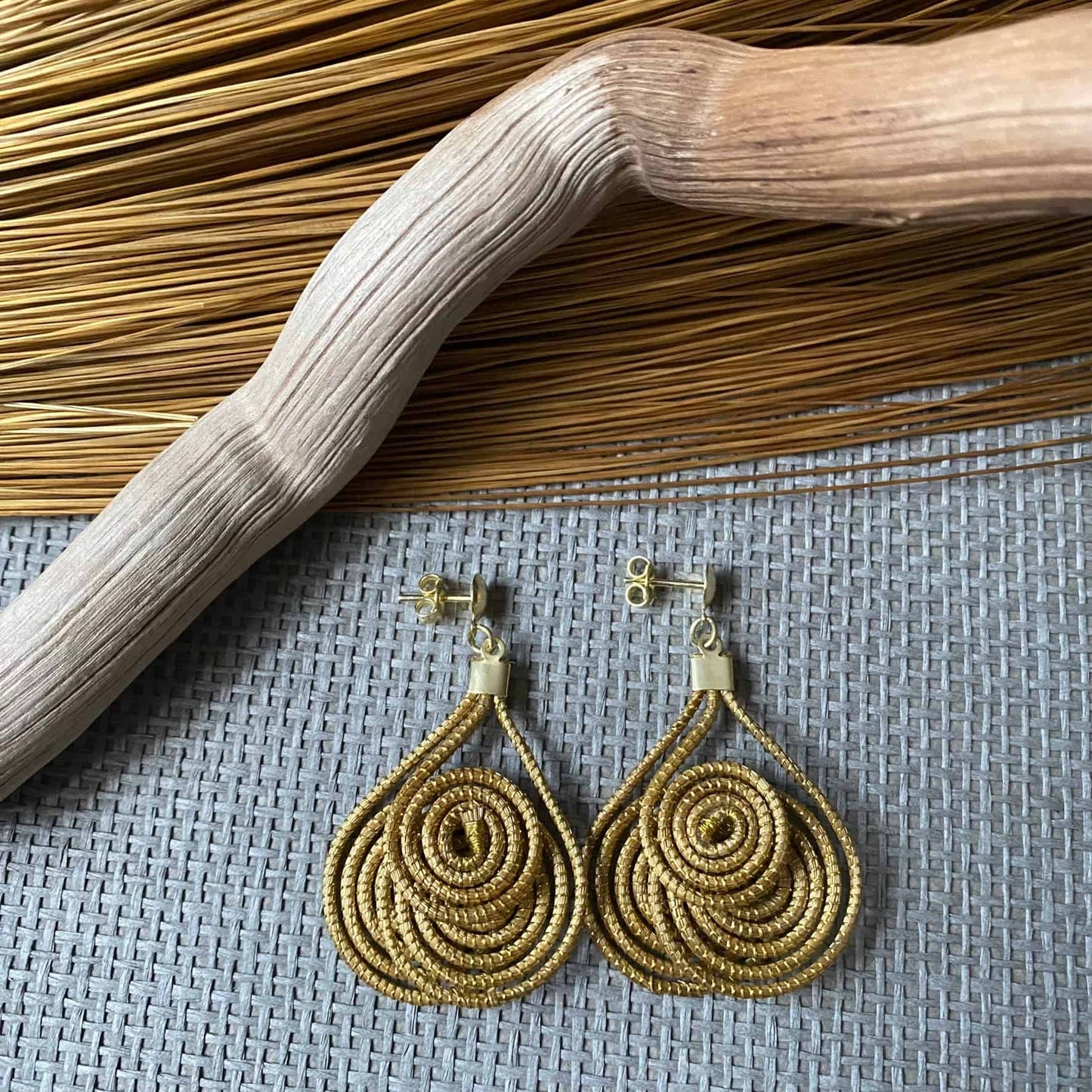 Boucles d'oreilles Capim Dourado 3 mandalas superposés