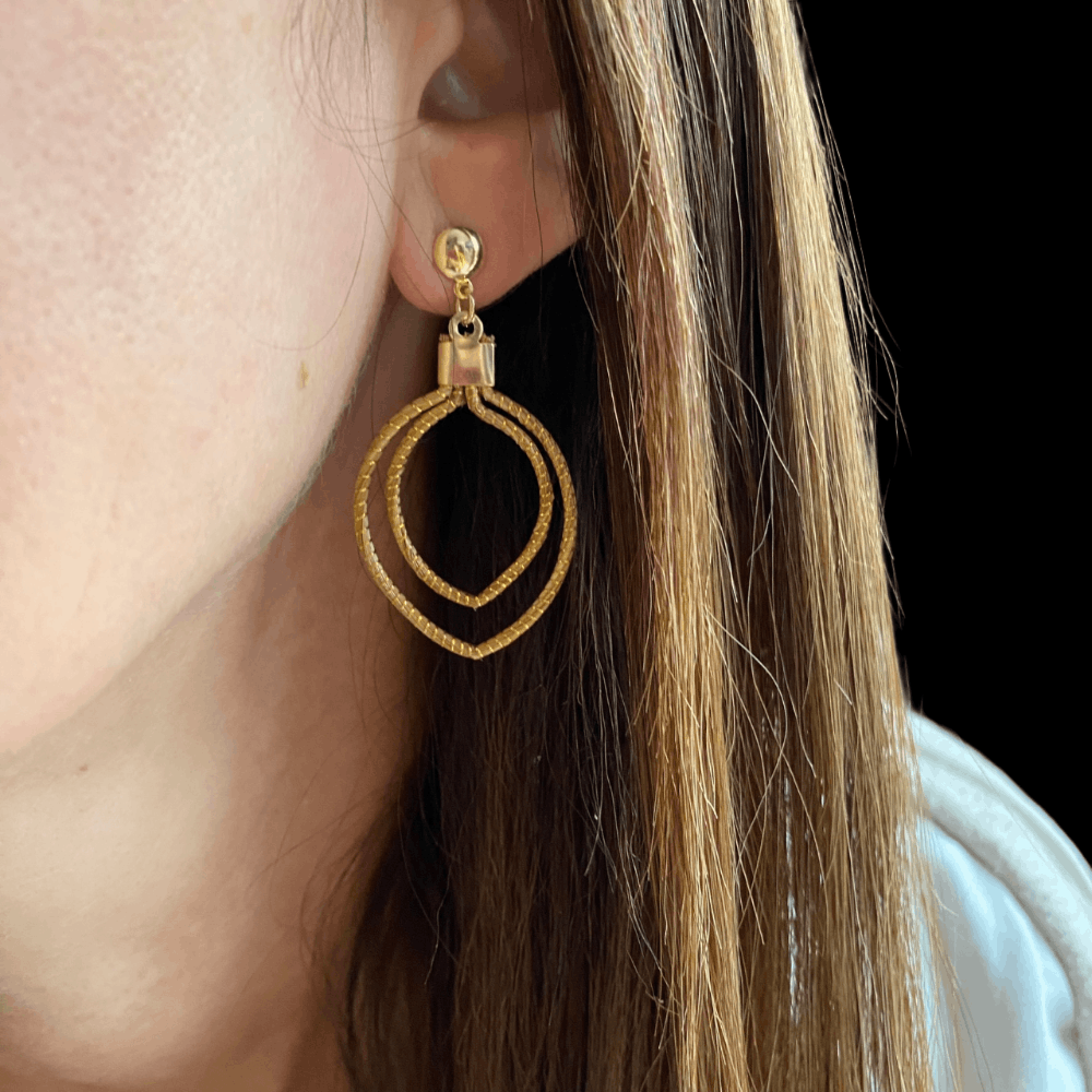 Boucles d'oreilles Capim Dourado double ovale