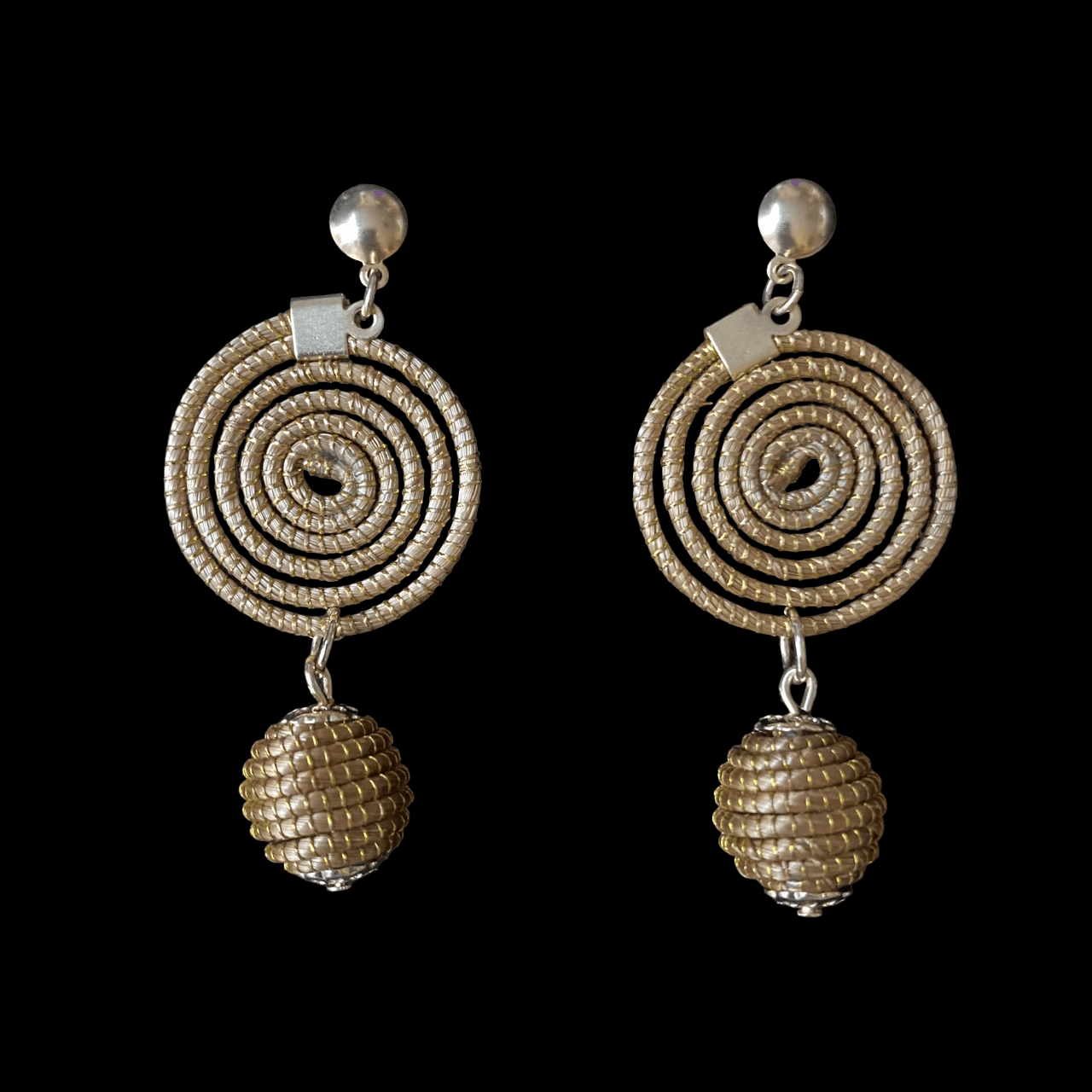 Boucles d'oreilles Capim Dourado mandala boule