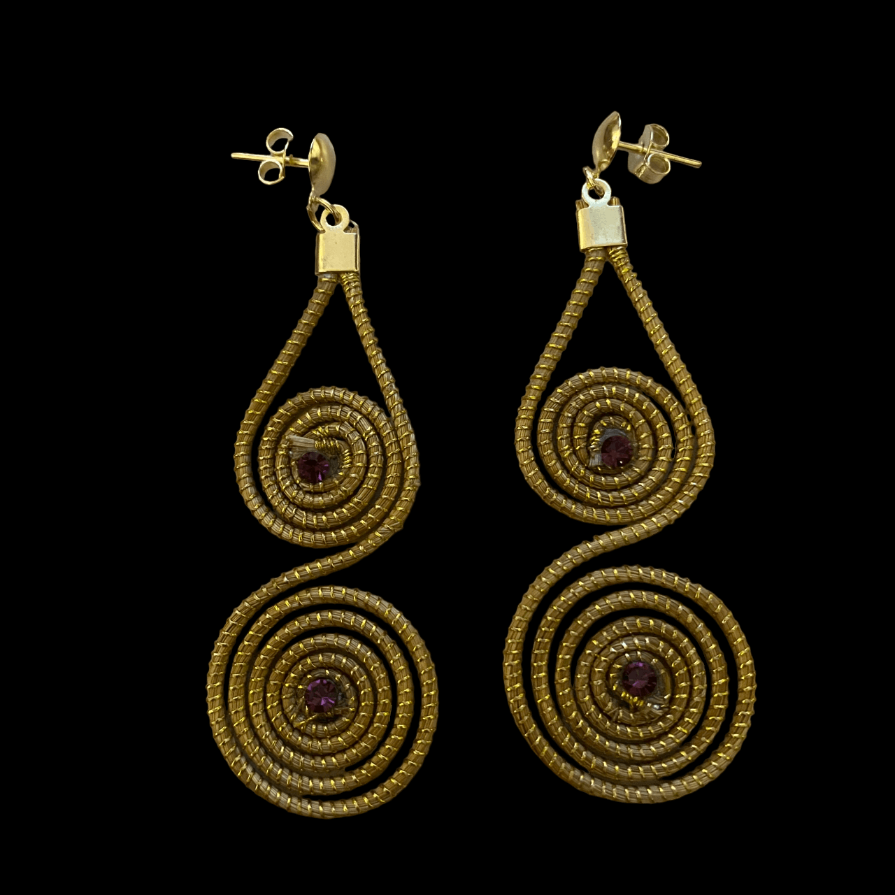 Boucles d'oreilles Capim Dourado mandalas cristal couleur améthyste