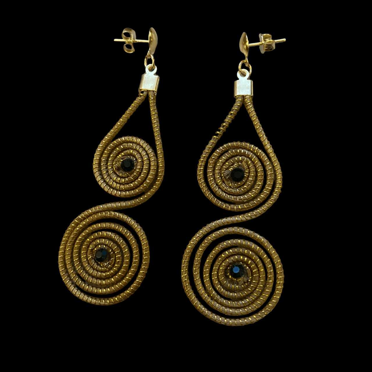 Boucles d'oreilles Capim Dourado mandalas cristal couleur émeraude