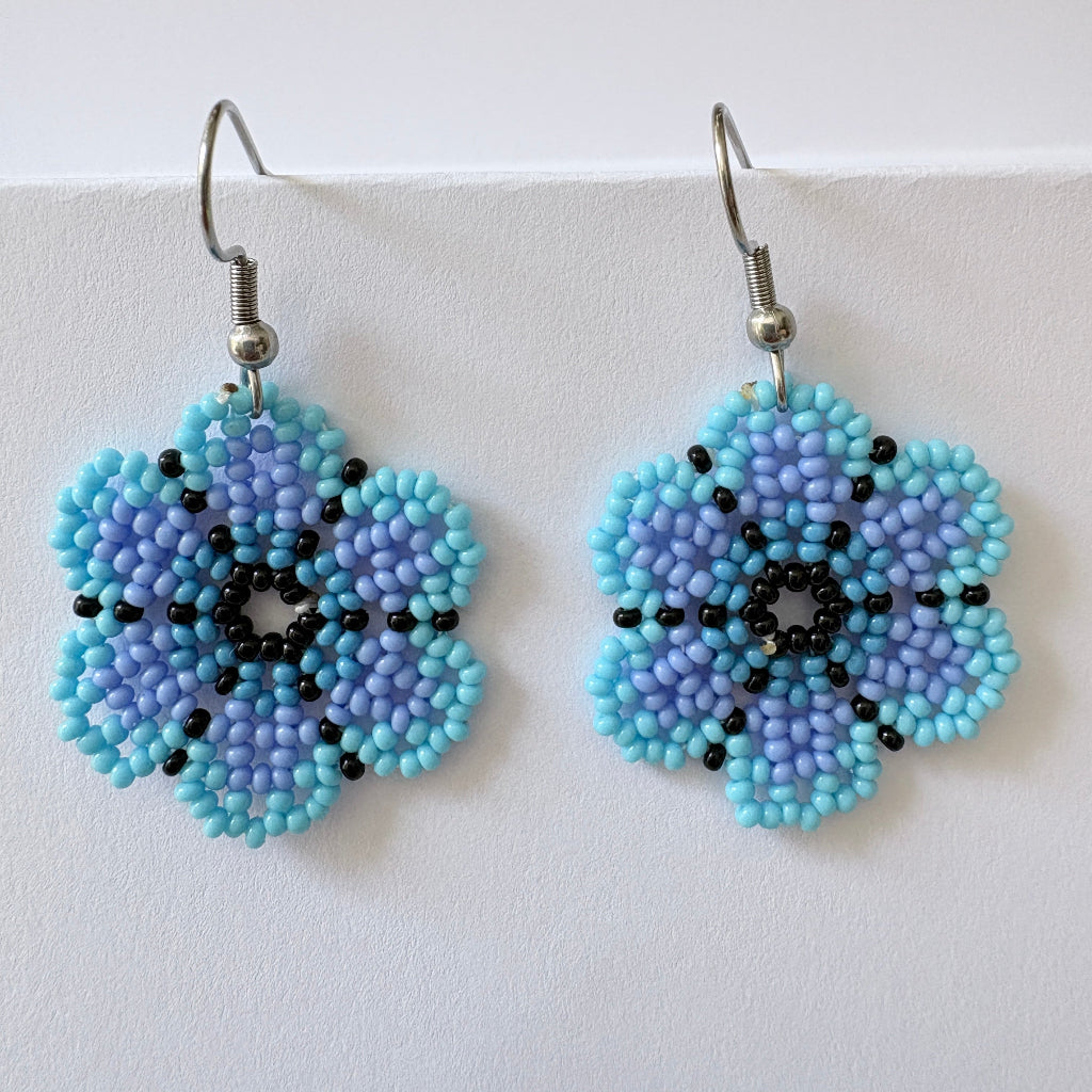 Boucles d'oreilles Fleur bleu 1-1