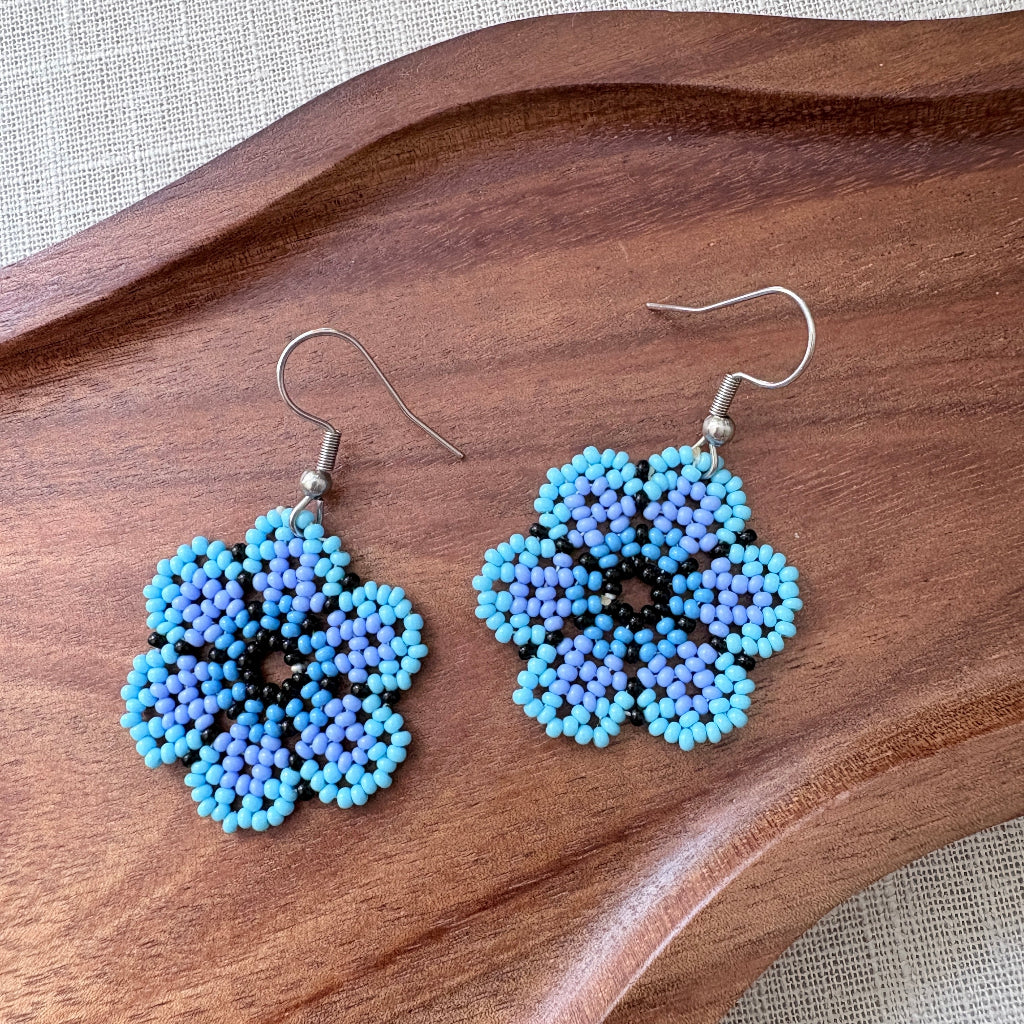 Boucles d'oreilles Fleur bleu 1-2