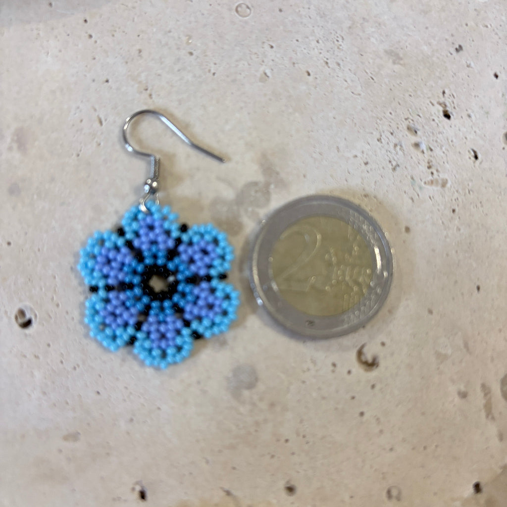 Boucles d'oreilles Fleur bleu 1-3