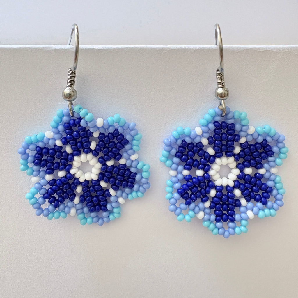 Boucles d'oreilles Fleur bleu 2-1