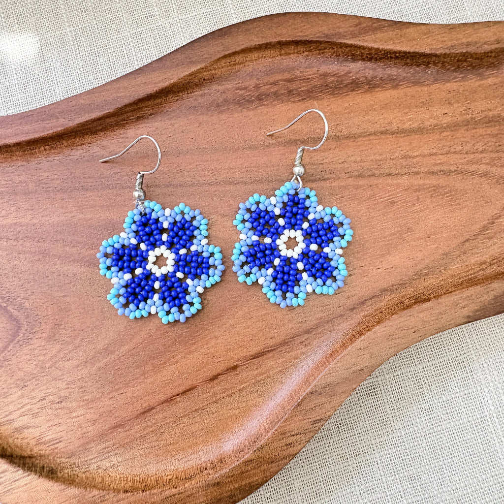 Boucles d'oreilles Fleur bleu 2-2