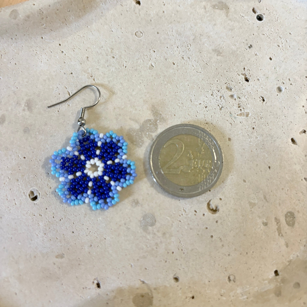 Boucles d'oreilles Fleur bleu 2-3