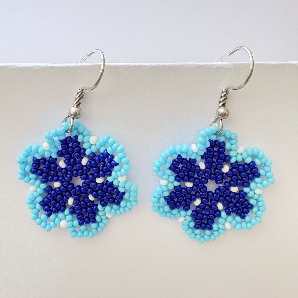 Boucles d'oreilles Fleur bleu 3-1