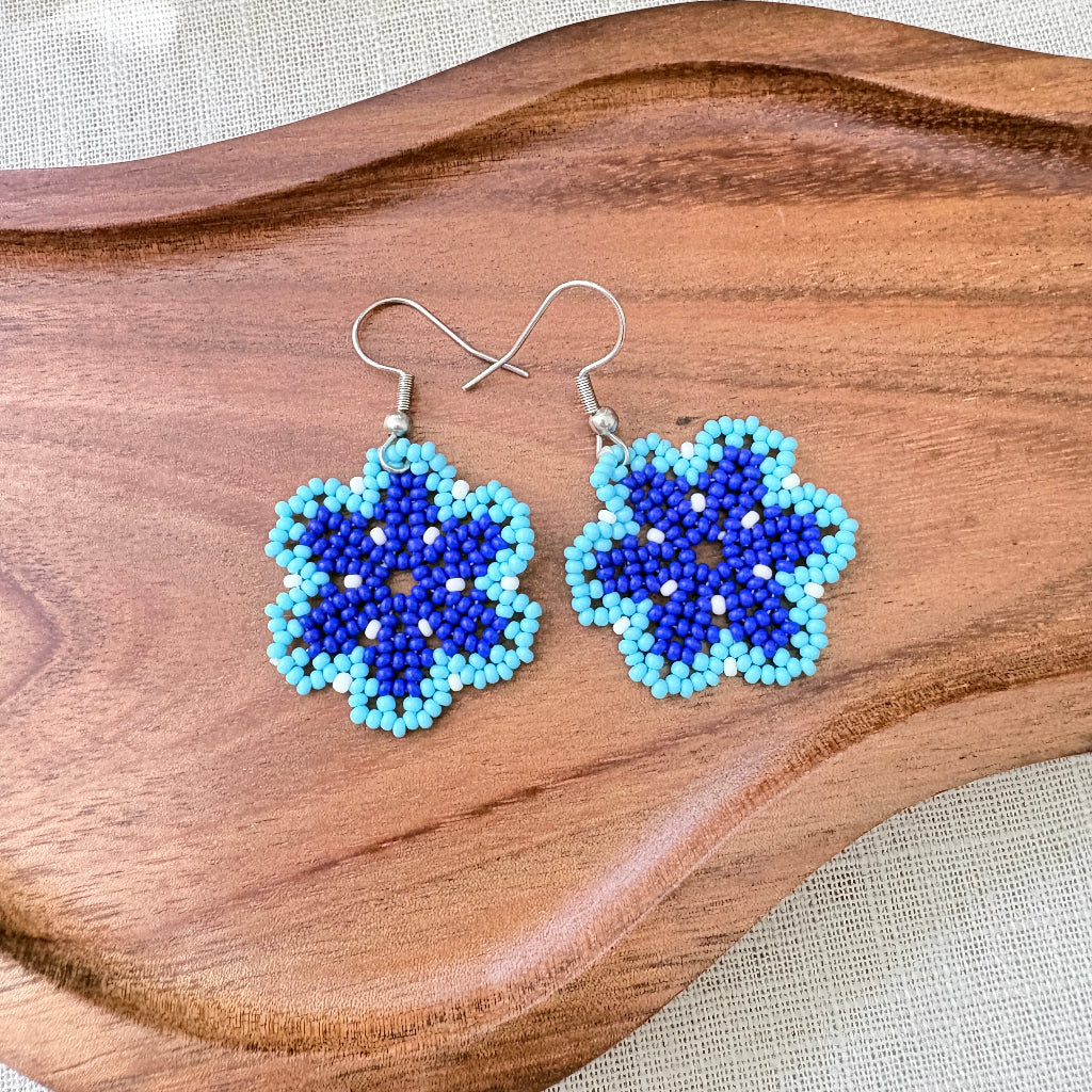 Boucles d'oreilles Fleur bleu 3-2