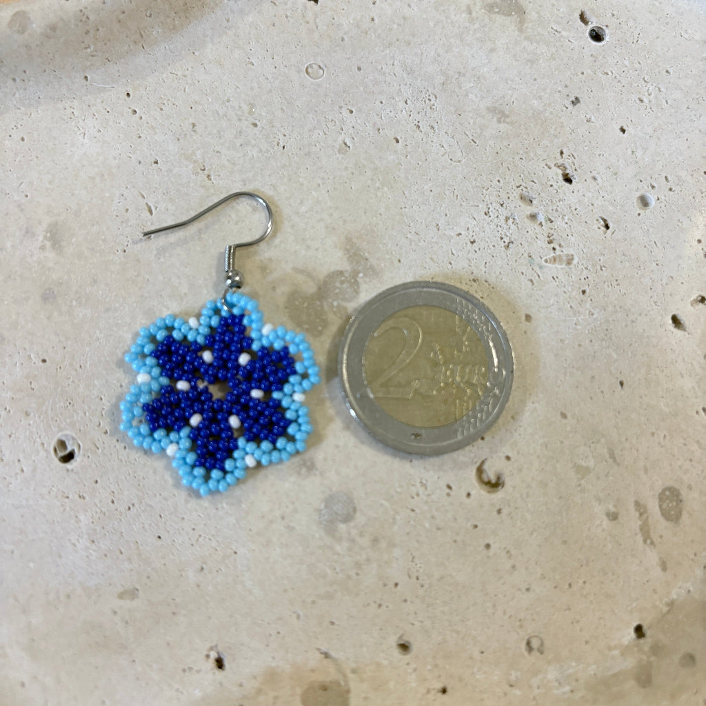 Boucles d'oreilles Fleur bleu 3-3