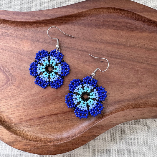 Boucles d'oreilles Fleur bleu 4-2