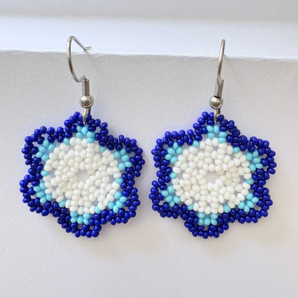 Boucles d'oreilles Fleur bleu 5-1