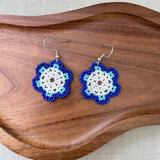 Boucles d'oreilles Fleur bleu 5-2
