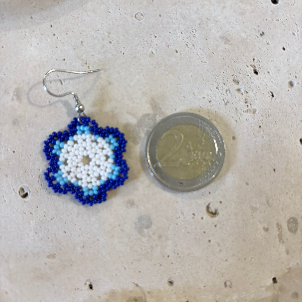 Boucles d'oreilles Fleur bleu 5-3