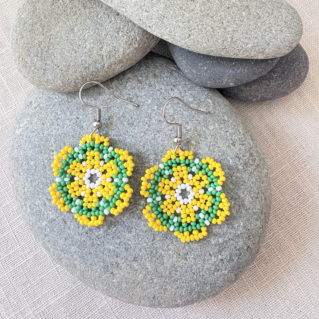 Boucles d'oreilles Fleur jaune 1-2