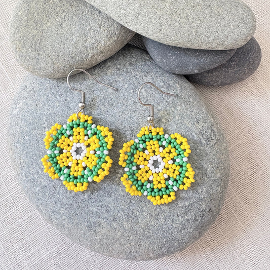 Boucles d'oreilles Fleur jaune 1-2