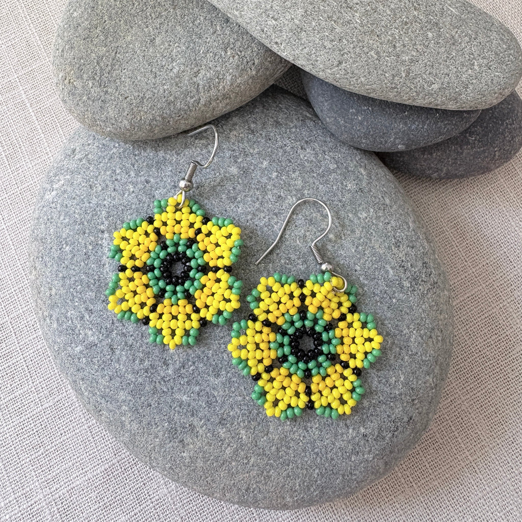 Boucles d'oreilles Fleur jaune 2-2