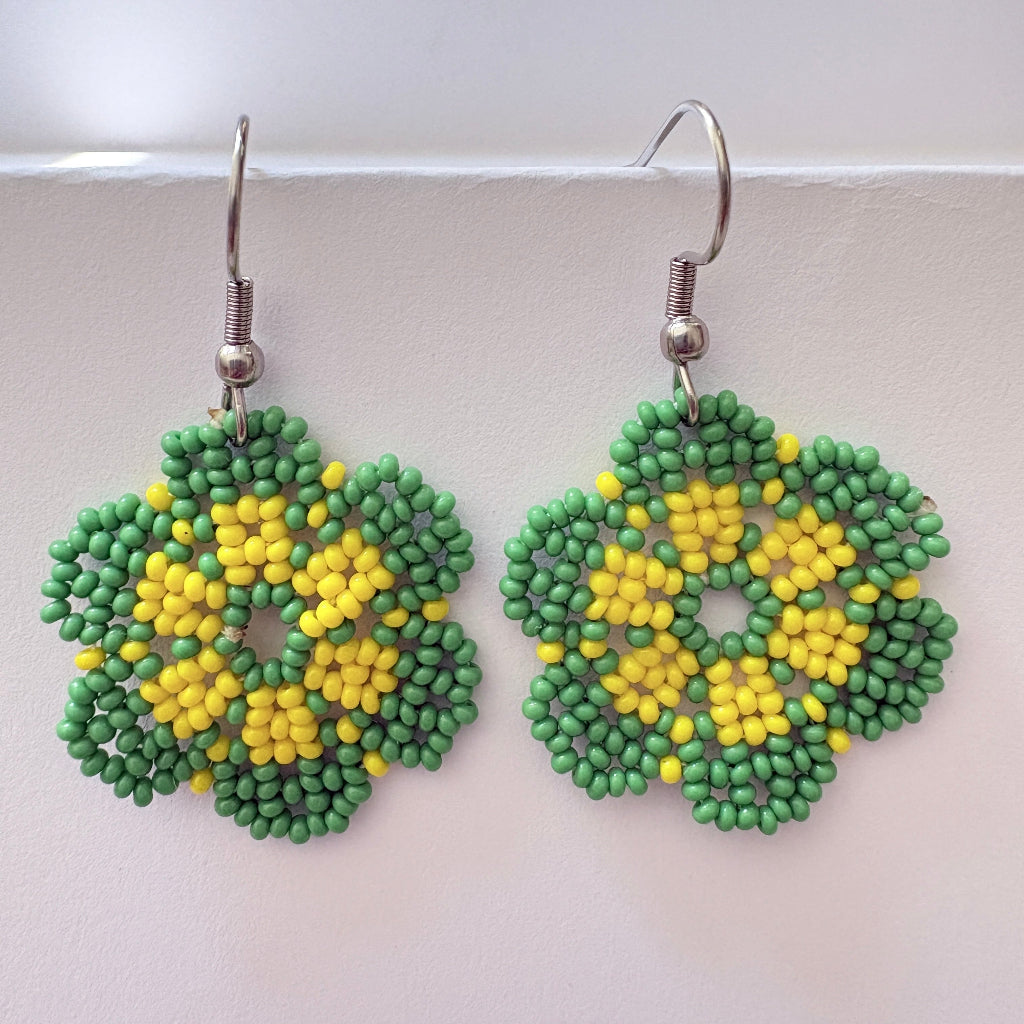 Boucles d'oreilles Fleur jaune 3-1
