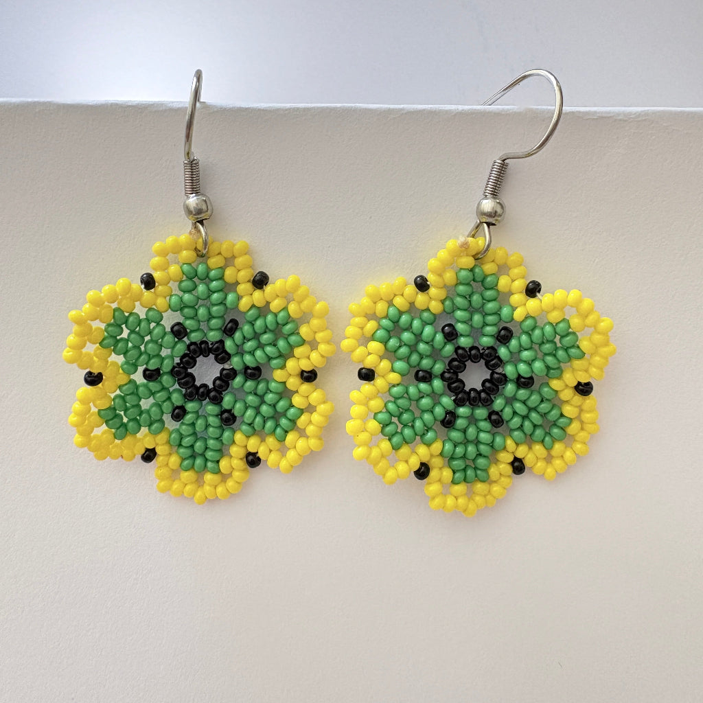 Boucles d'oreilles Fleur jaune 4-1