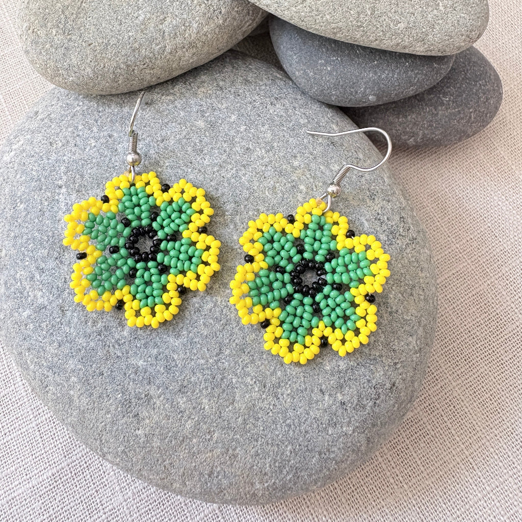 Boucles d'oreilles Fleur jaune 4-2