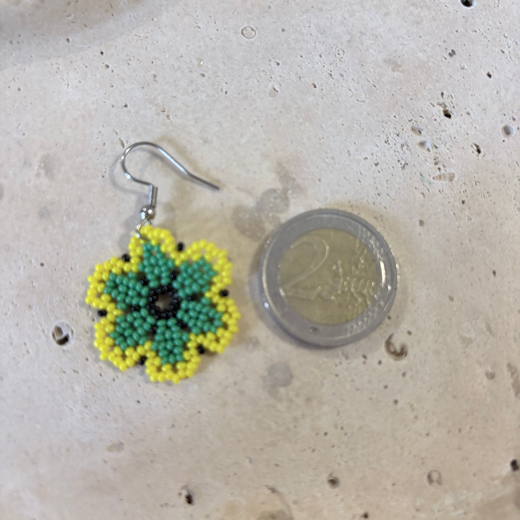 Boucles d'oreilles Fleur jaune 4-3